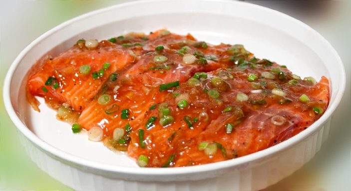 Лосось в апельсиновой глазури