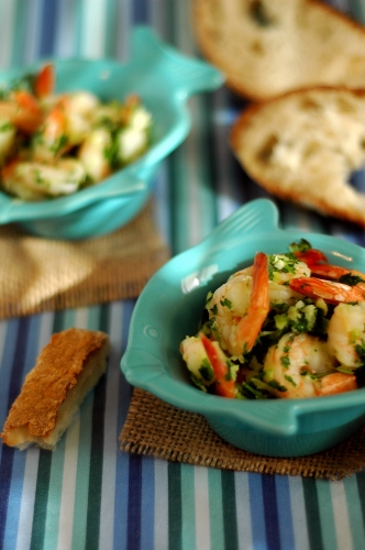 Креветки в зелёном соусе