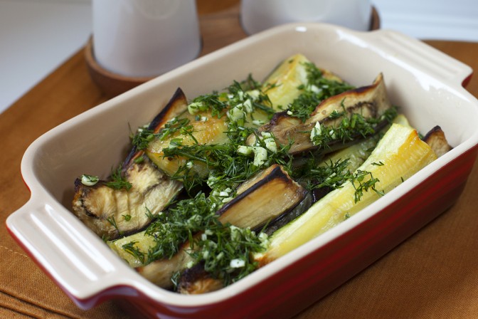 Запеченные баклажаны с кабачками