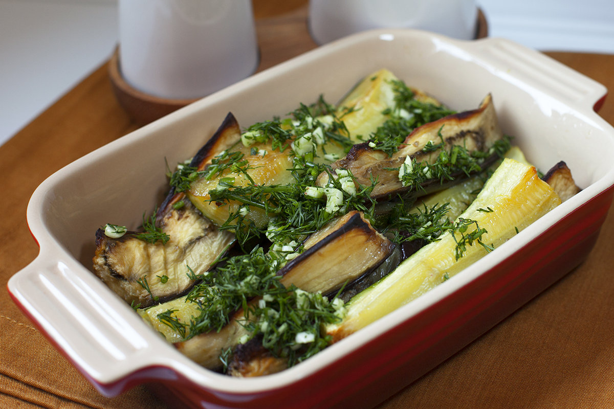 Запеченные баклажаны с кабачками