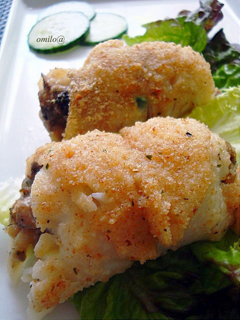 Рулеты из филе камбалы с грибной начинкой