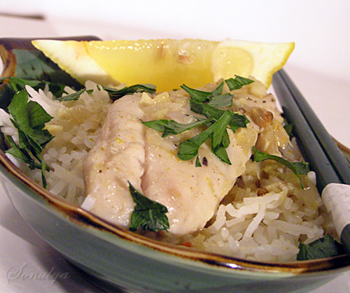 Рыба в карри с зирой и черным перцем