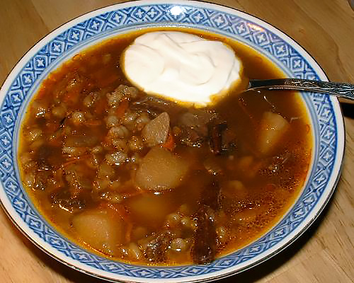 Грибной суп с перловкой