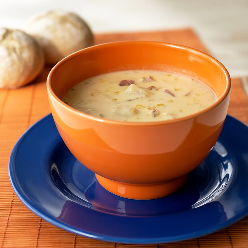 Густой зимний суп с кукурузой и беконом