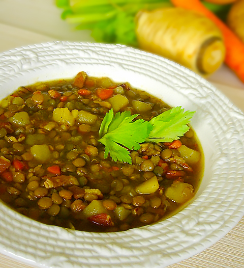 Зимний суп с чечевицей