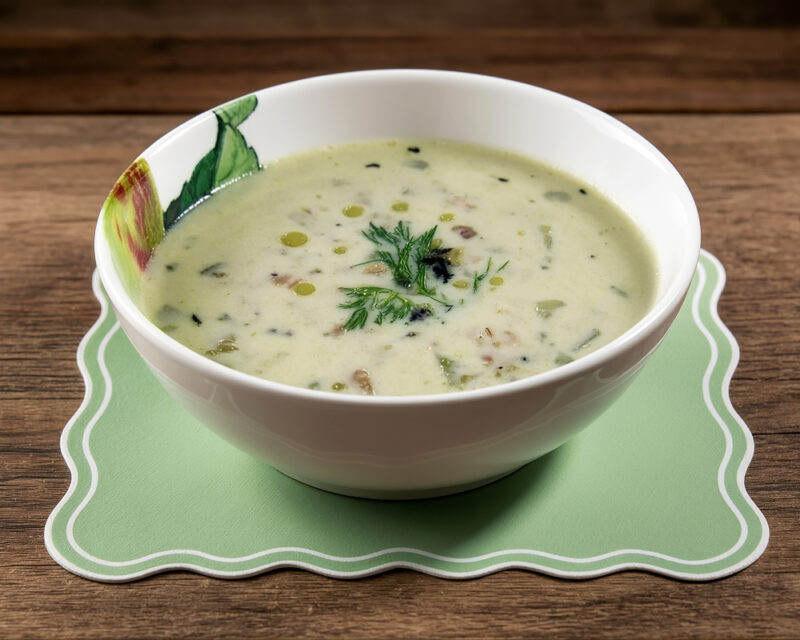 Чаудер из моллюсков с турнепсом, трюфелями и тимьяном (Razor Clam Chowder with Black Truffles, Turnips and Thyme)
