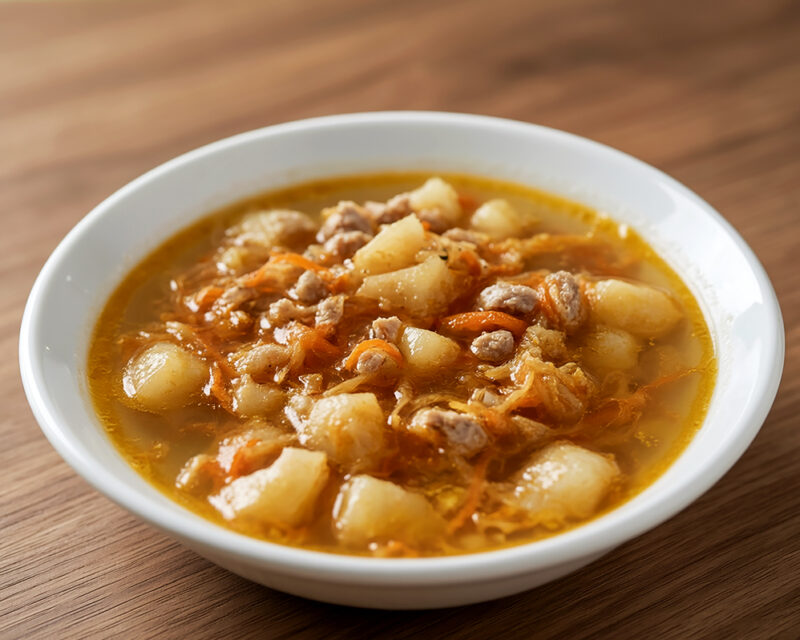 Щи с квашеной капустой и перловкой