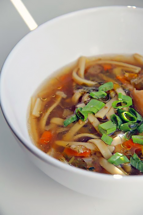 Лапша куриная с белыми грибами