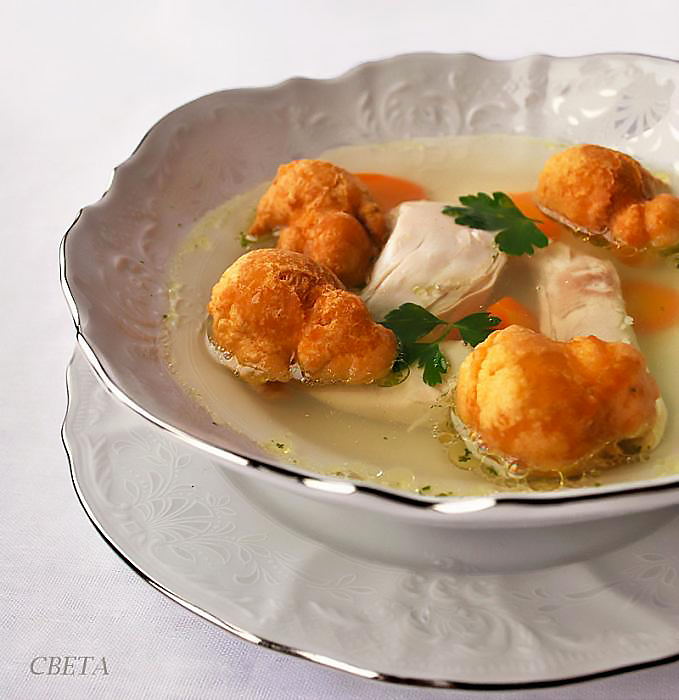 Куриный бульон с "кораблями"