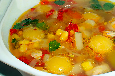 Кукурузная похлебка с сырными шариками