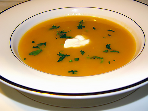 Суп-пюре из батата с зеленым яблоком