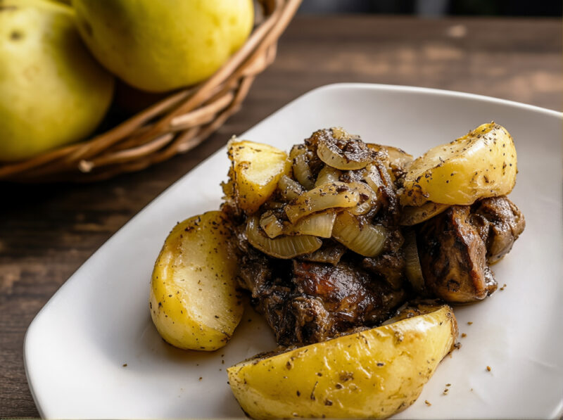 Куриная печень с яблоками