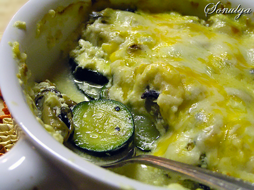 Запеканка из мидий и цуккини