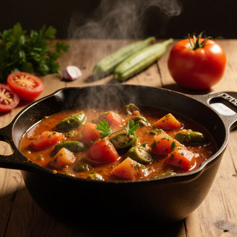 Окра (бамия) по-средиземноморски