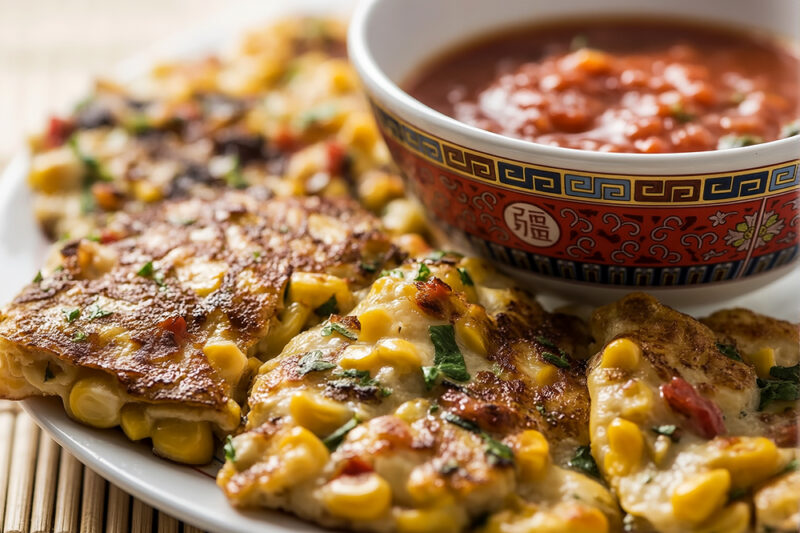 Кукурузные лепешки с соусом карри
