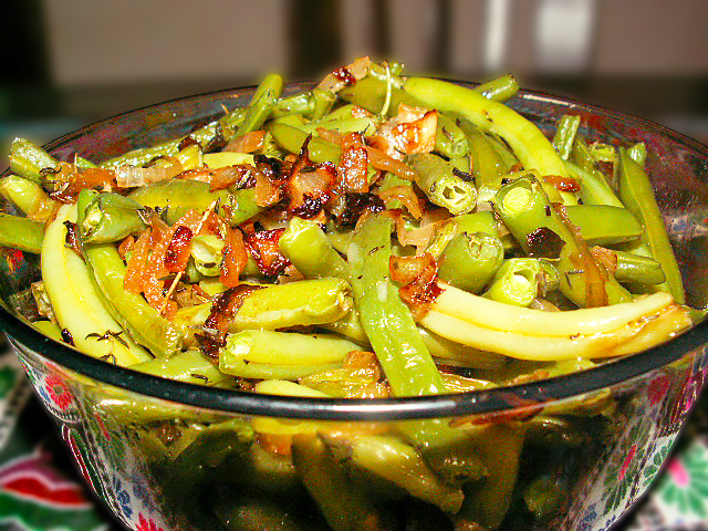 Теплый салат из стручковой фасоли