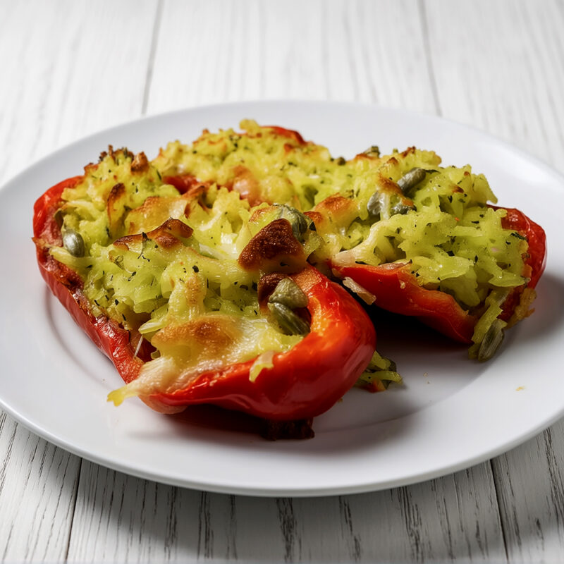Перец, запеченный с рисом и фетой