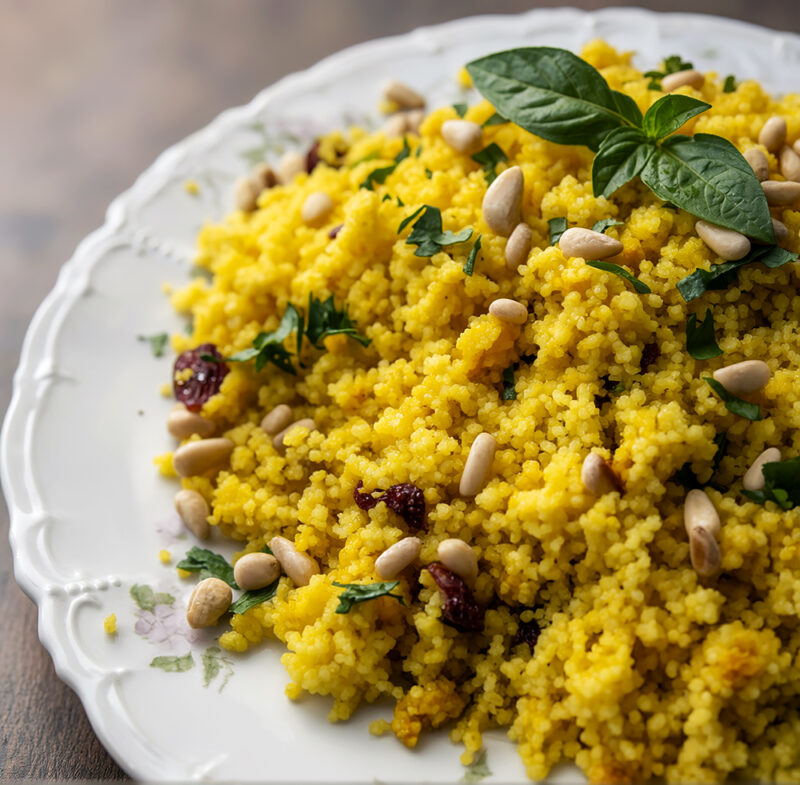 Кускус со специями, клюквой и орехами