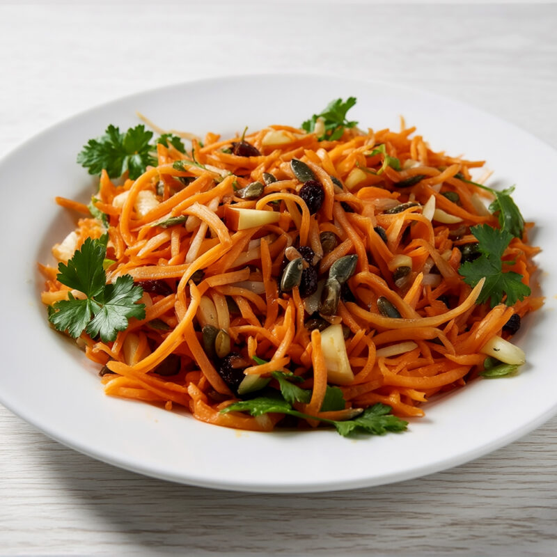 Морковный салат с яблоками и клюквой