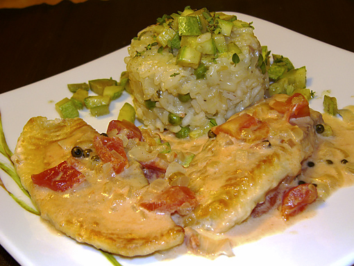 Ризотто с фенхелем, зеленым горошком и цуккини