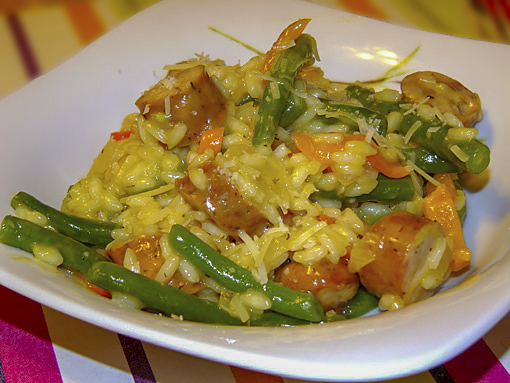 Ризотто с острыми колбасками