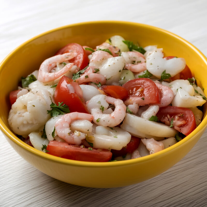 Овощной салат с креветками ("Кафе Англез")