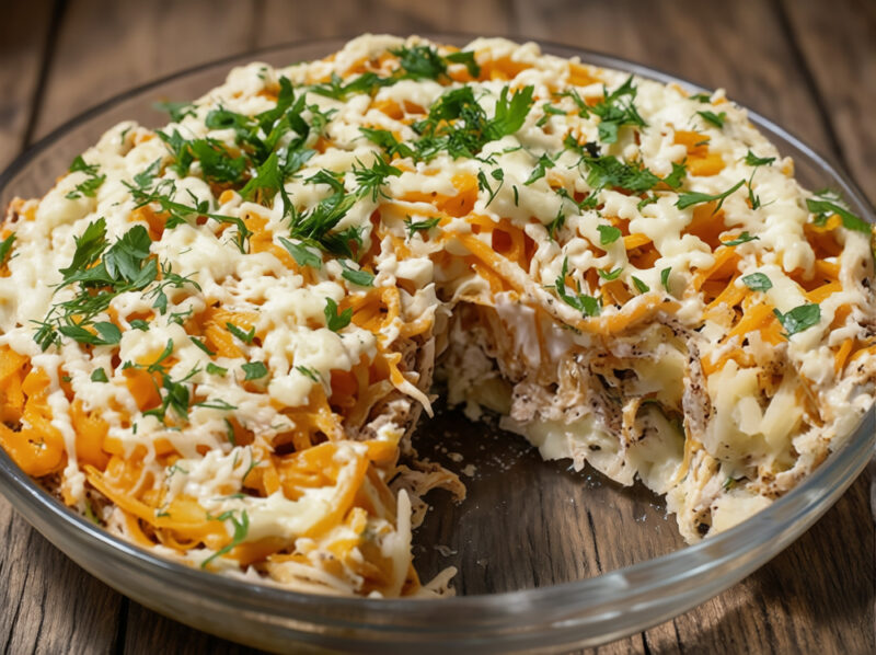 Слоеный салат с курицей