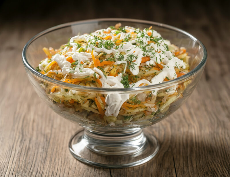Острый салат с мясом и овощами