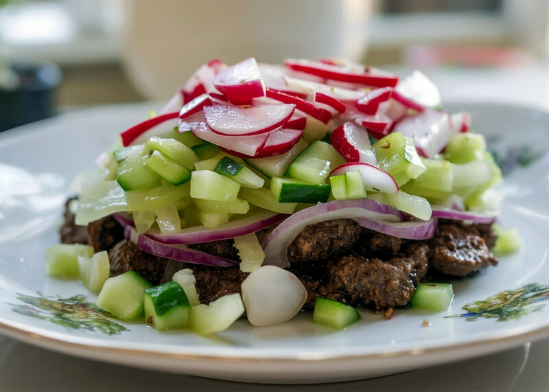 Салат с редисом и печенью