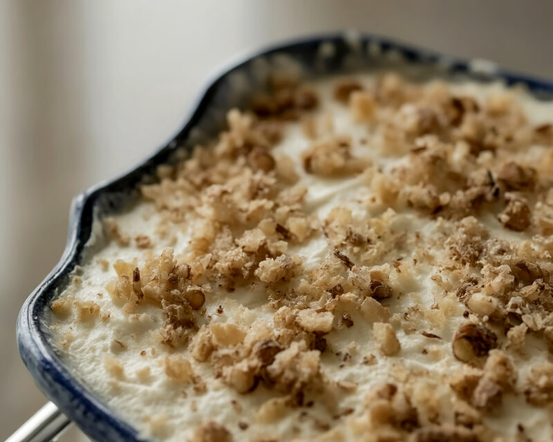 Слоеный салат с курицей и орехами