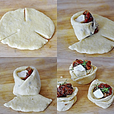 Закусочные тарталетки с моцареллой, вялеными помидорами и тимьяном