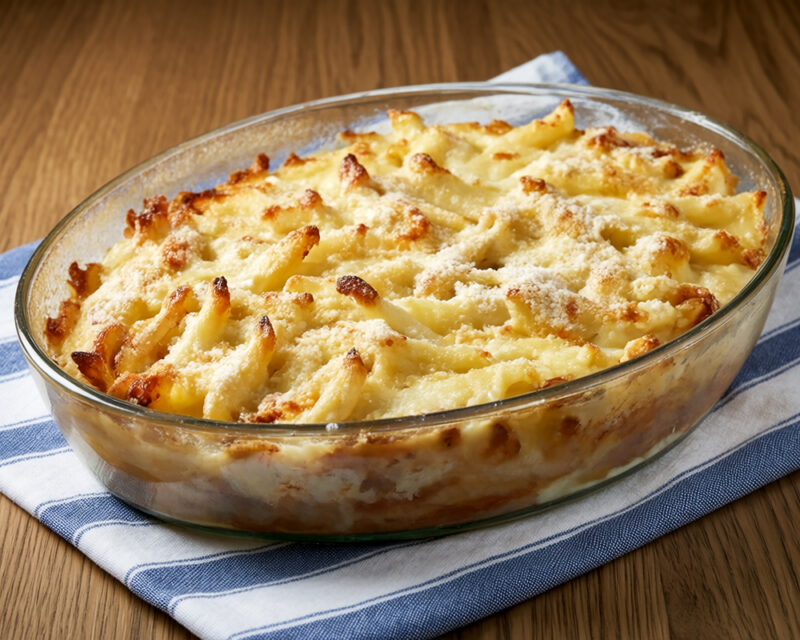 Макароны, запеченные с сыром и сливками