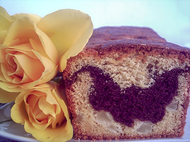 Мраморный кекс с грушами