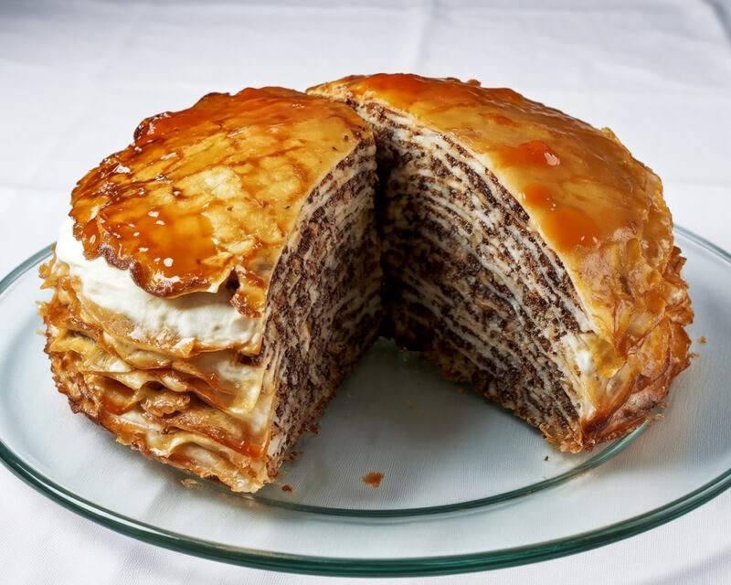 Блинный пирог с маком