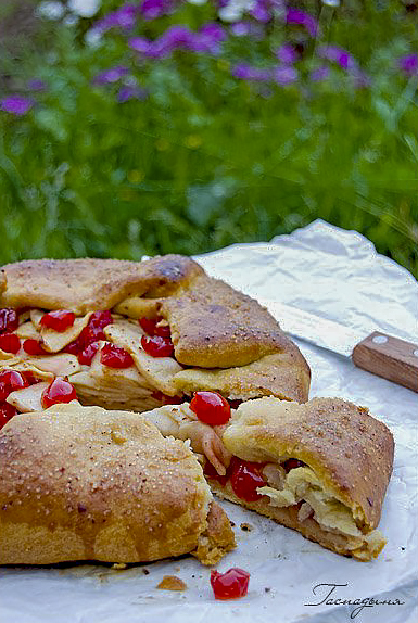 Галета с яблоками и вяленой вишней