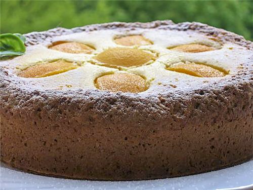 Пирог с творогом и персиками