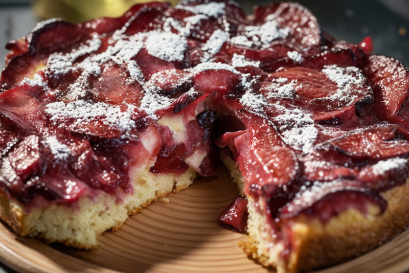 Перевернутый сливовый пирог с марципаном (Upside-Down Plum Cake)