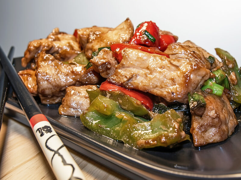 Мясо с зеленым луком по-китайски