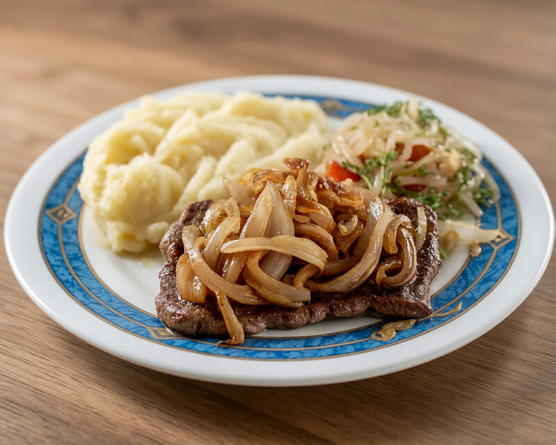 Лангет с карамелизированным луком