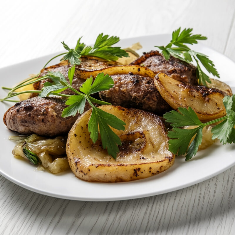 Котлеты с яблоками и квашеной капустой