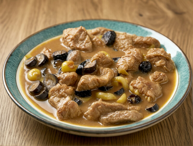 Говядина с оливками и кинзой