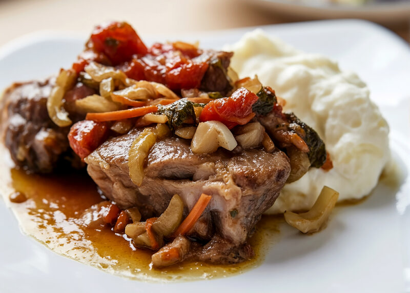 Говяжьи ножки по-милански (Ossobuco alla milanese) с томатами