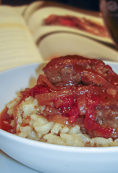 Ризотто с острой бараниной в красном вине