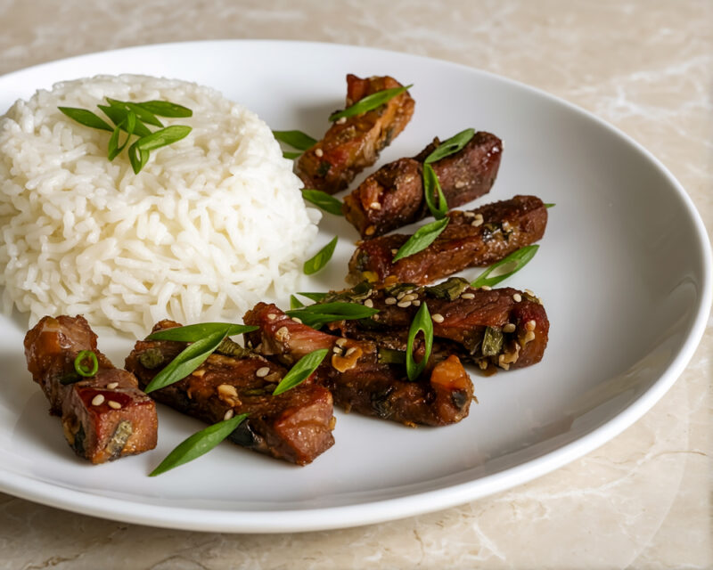 Мясо или птица в азиатском маринаде с зеленым луком