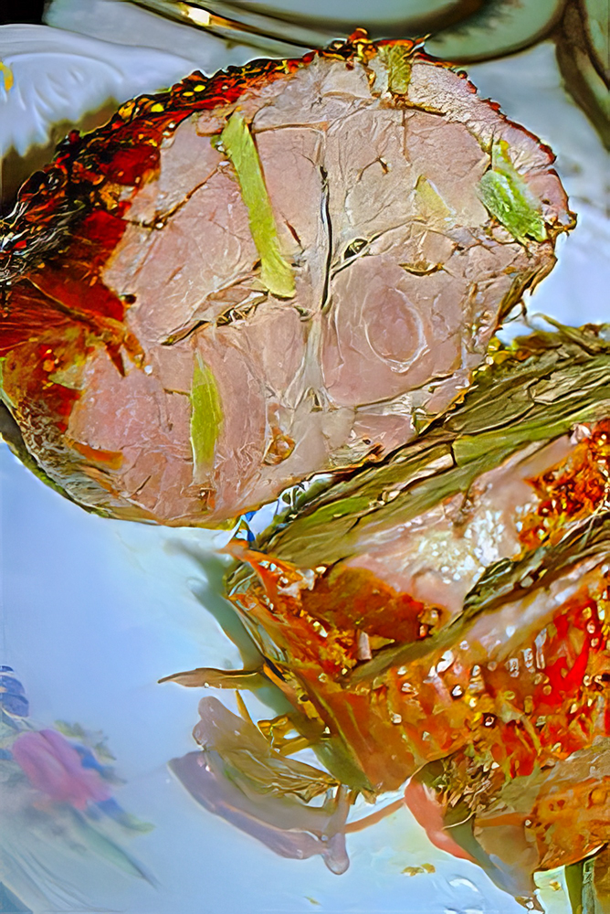 Свиная шея, шпигованная чесноком