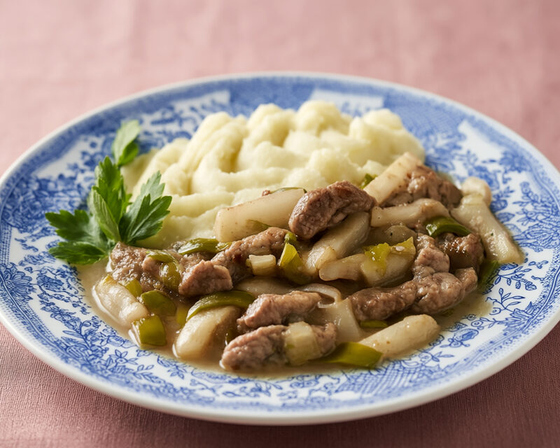 Поджарка из свинины с яблоками
