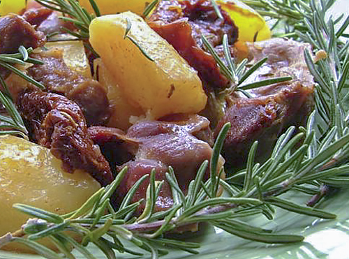 Жаркое из куриных желудков в пакете