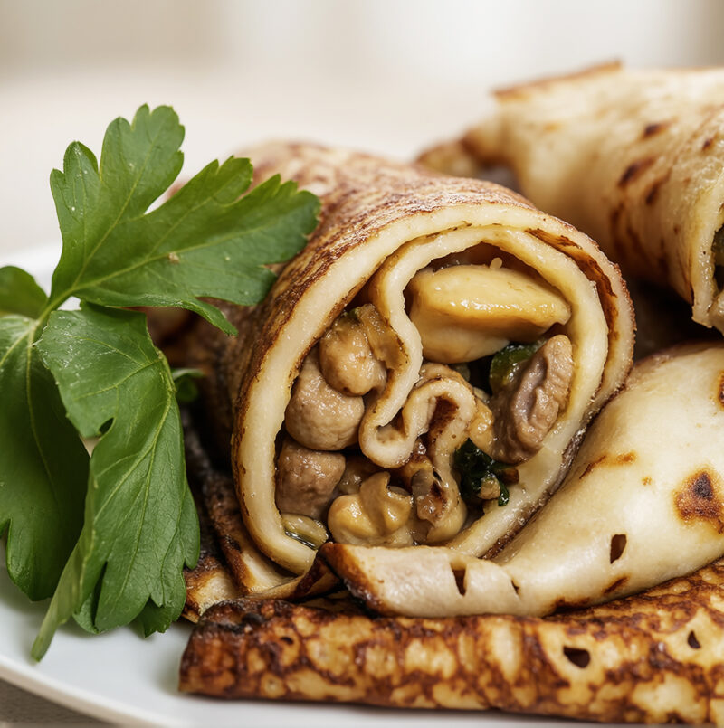 Блинчики с курицей и карри