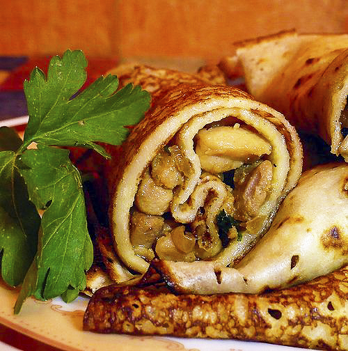 Блинчики с курицей и карри