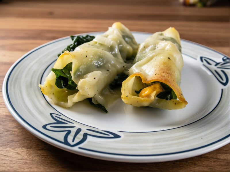 Каннеллони с лососем и мангольдом